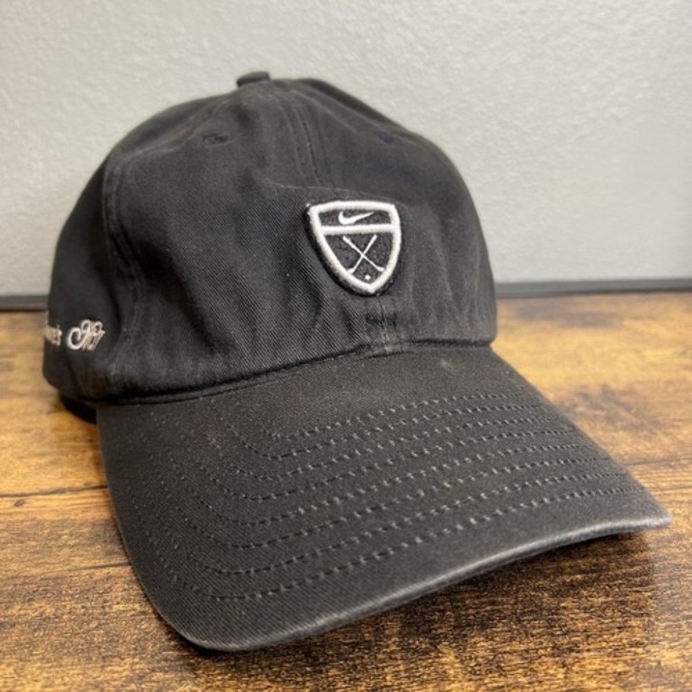 Vintage Nike Golf Hat Mens Black Strapback Moore's Hill Cap Embroidered Logo